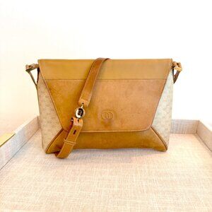 Vintage Gucci Leather & GG Canvas Messenger Crossbody Bag